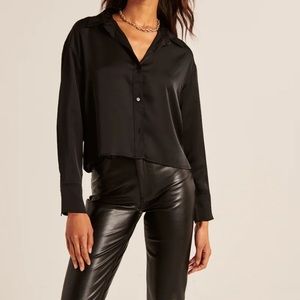 Abercrombie & Fitch 90s Cropped Satin Shirt